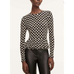 NWT Women’s Rebecca Taylor L/S Black Lace Floral Peplum Top Sz XL